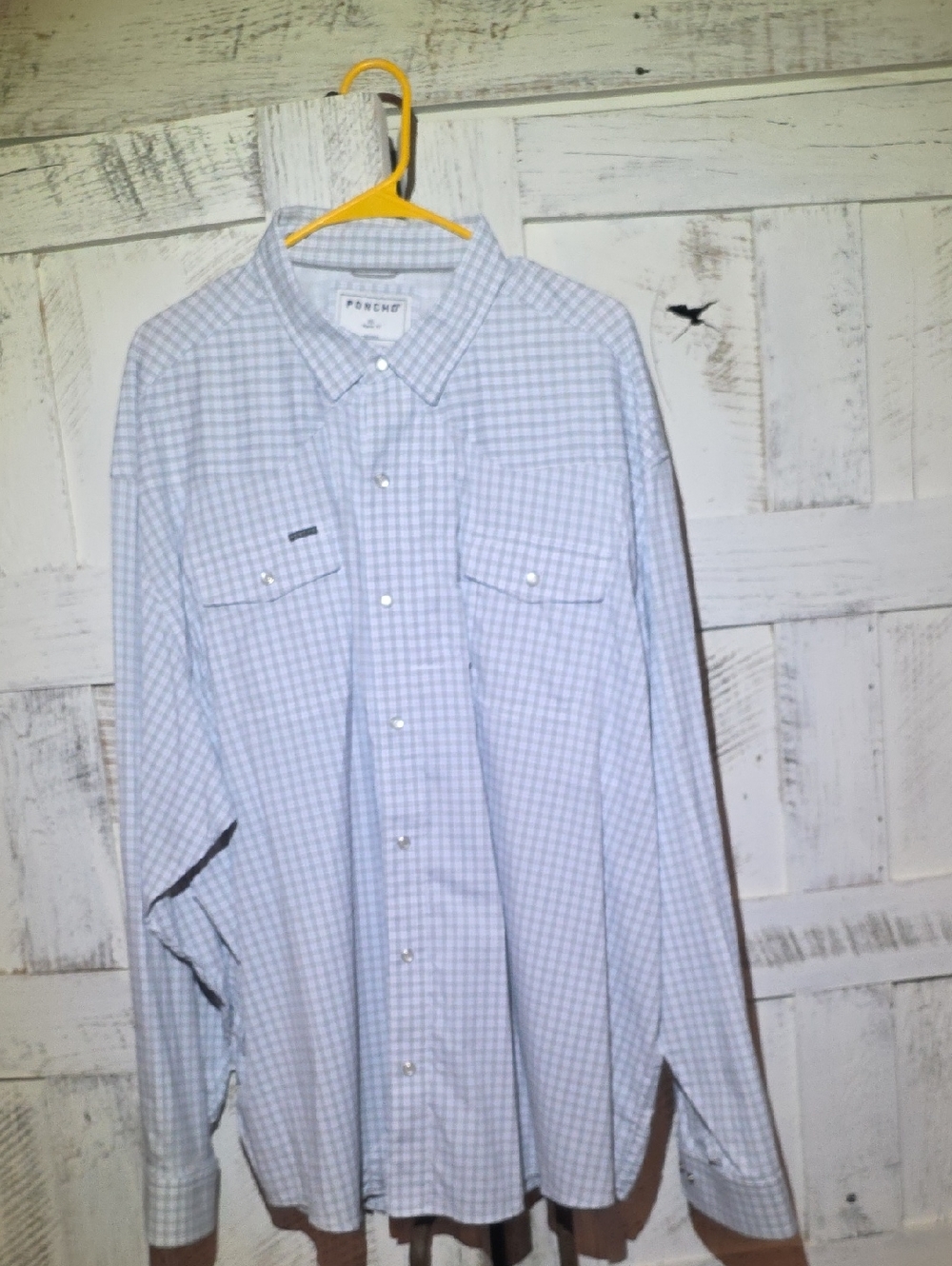 Poncho "The Lonesome Dove" Men’s Light Blue Checked Button-Down Western Shirt